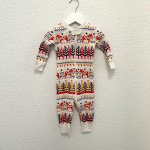 Hanna Andersson Nordic Winter Farm Scene Zip Bodysuit 6/12M
